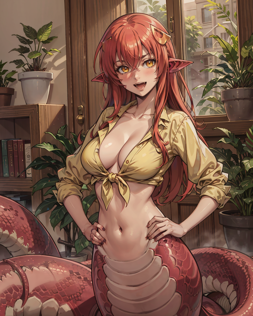 00746-4195102266-_lora_LAMIA-SERY-CONCEPT_1_, _lora_MiiaV1.3_1_, 1girl, _d, bangs, belt, belt_buckle, blush, breasts, cleavage, collarbone, day,.png
